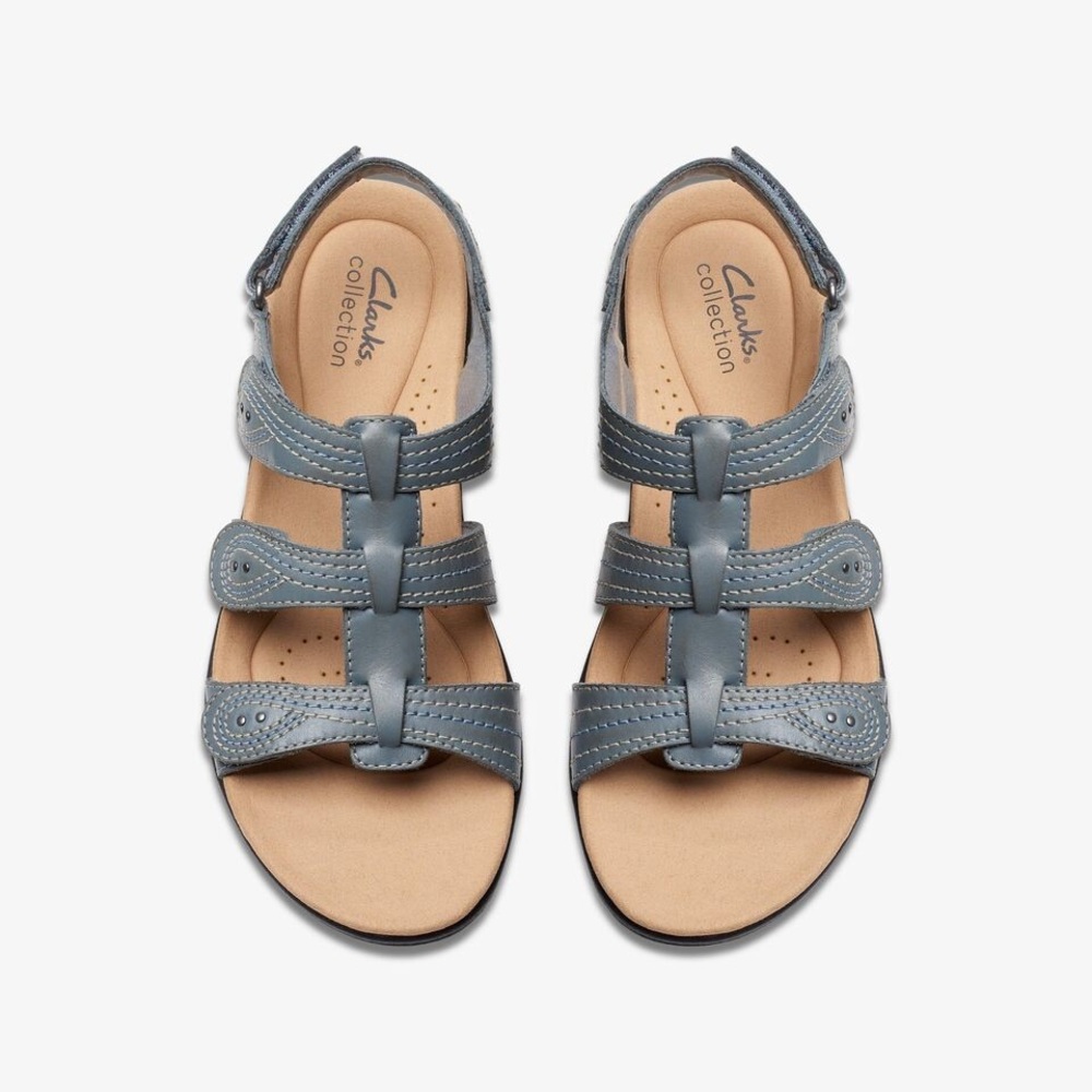 CLARKS WOMEN'S LAURIEANN VINE BLUE GREY LEATHER Size 7.5 - Picture 5 of 9